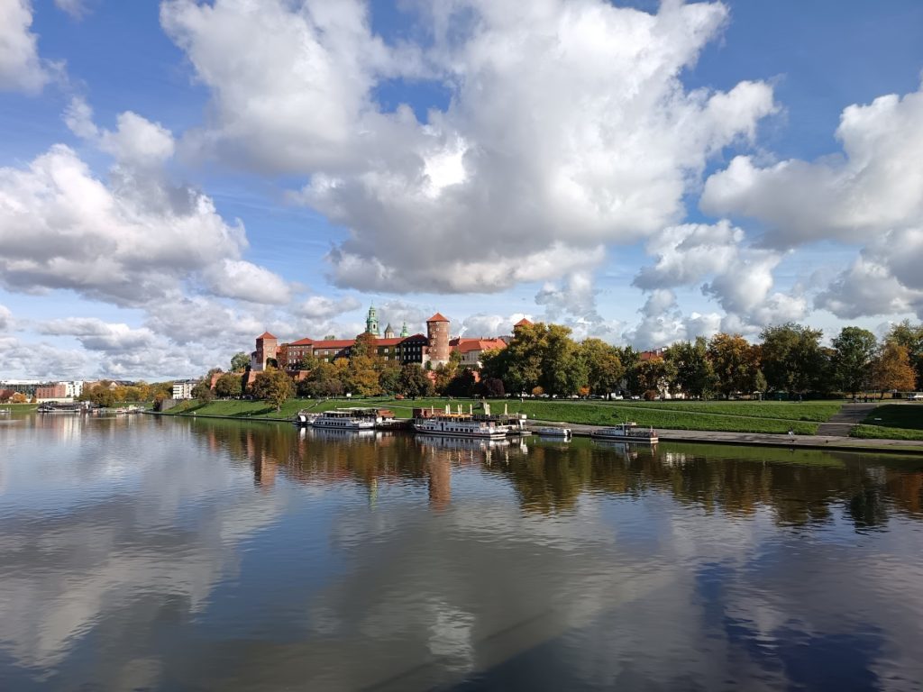 Distant view of the Old Town in Krakow, Poland